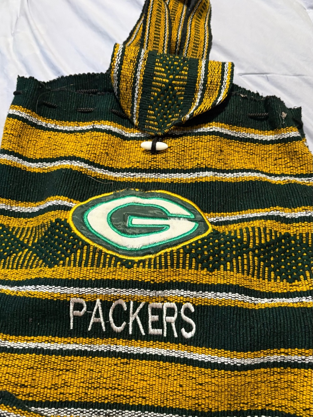 Green and Gold Knit Hoodie Sweater